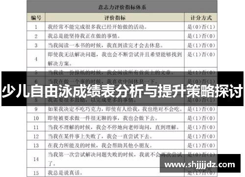 少儿自由泳成绩表分析与提升策略探讨